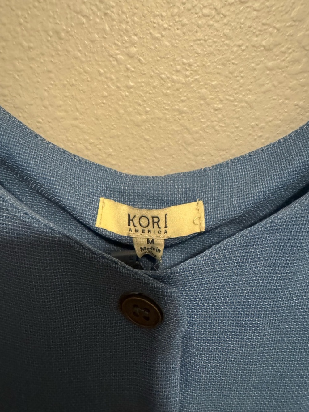 Kori America Blue Textured Button Down Tie Back Dress NWT Size Medium - Picture 4 of 7